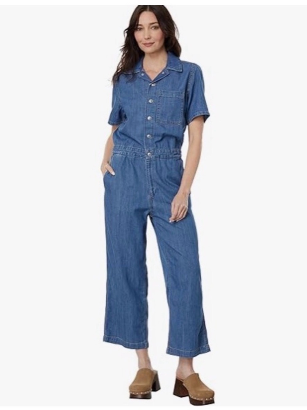 NWT Levi’s Short Sleeve Heritage Jumpsuit Small Blue Denim Wide Leg Retro Chic